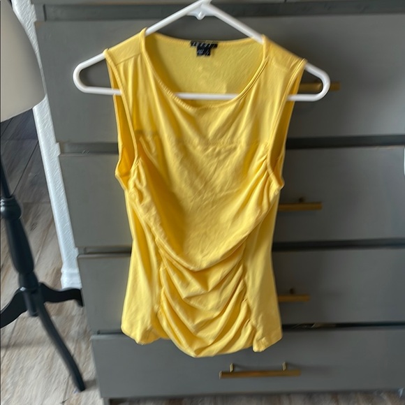 Theory Gold Ruched Fitted Tank Top - Picture 1 of 7